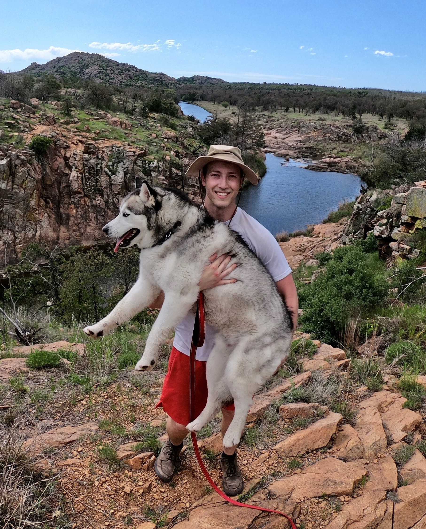 a picture of Eric Zacharia with his dog glacier